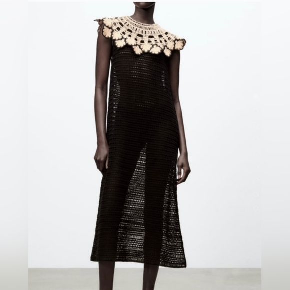 Zara Open Weave Dress with Peter Pan Collar size M/L